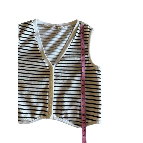 Atelier by Kirious White Striped Sleeveless Crop Top Preppy Medium M - Picture 5 of 7